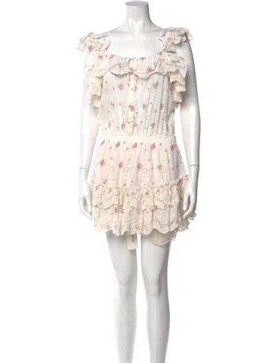 Pre-owned Loveshackfancy Floral Print Mini Dress In Neutral