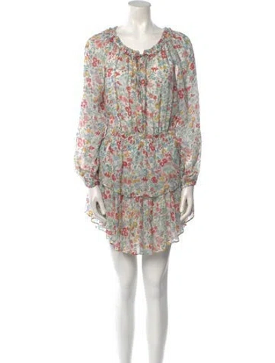 Pre-owned Loveshackfancy Floral Print Mini Dress In Neutral