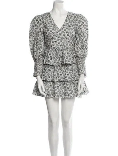 Pre-owned Loveshackfancy Floral Print Mini Dress In Neutral