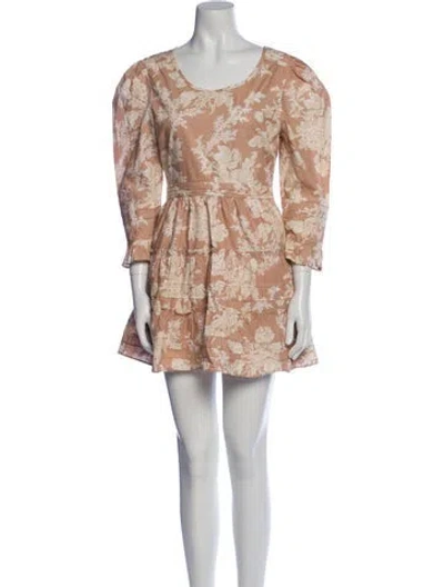 Pre-owned Loveshackfancy Floral Print Mini Dress In Neutral