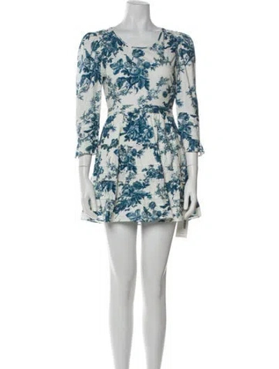 Pre-owned Loveshackfancy Floral Print Mini Dress In Neutral