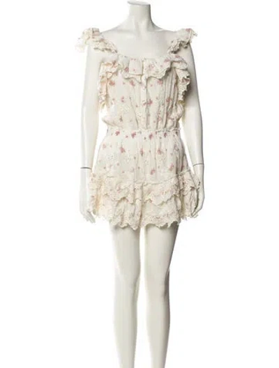Pre-owned Loveshackfancy Floral Print Mini Dress In Neutral