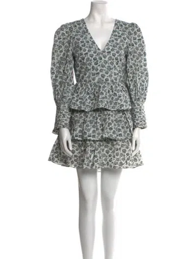 Pre-owned Loveshackfancy Floral Print Mini Dress In Neutral