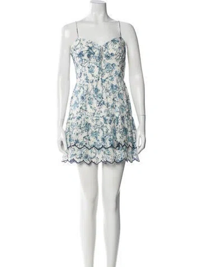 Pre-owned Loveshackfancy Floral Print Mini Dress In Neutral