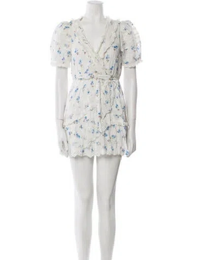Pre-owned Loveshackfancy Floral Print Mini Dress In Neutral
