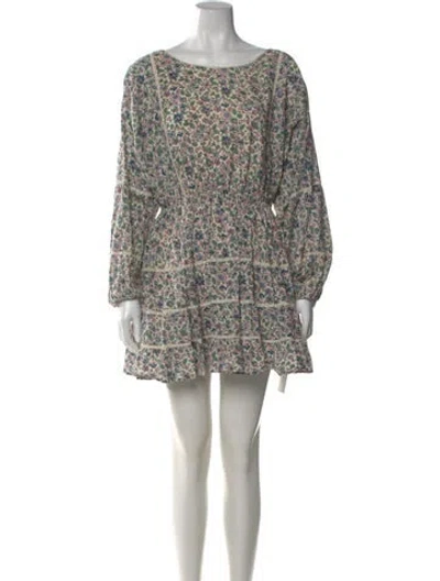 Pre-owned Loveshackfancy Floral Print Mini Dress In Neutral