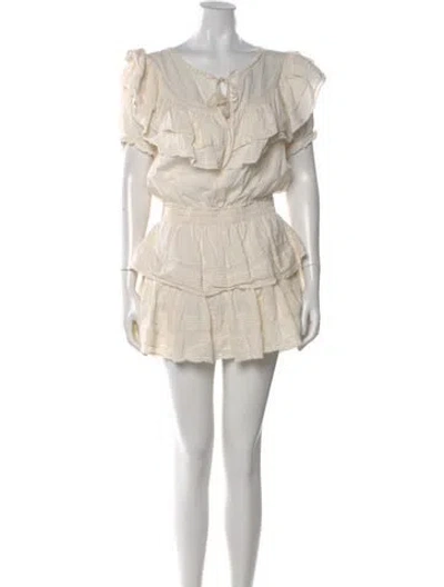 Pre-owned Loveshackfancy Floral Print Mini Dress In Neutral