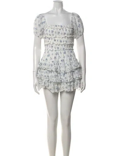 Pre-owned Loveshackfancy Floral Print Mini Dress In Neutral