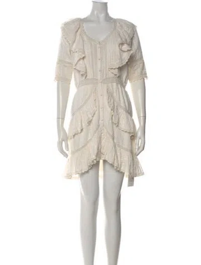 Pre-owned Loveshackfancy Floral Print Mini Dress In Neutral