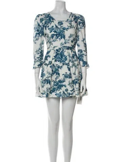 Pre-owned Loveshackfancy Floral Print Mini Dress In Neutral
