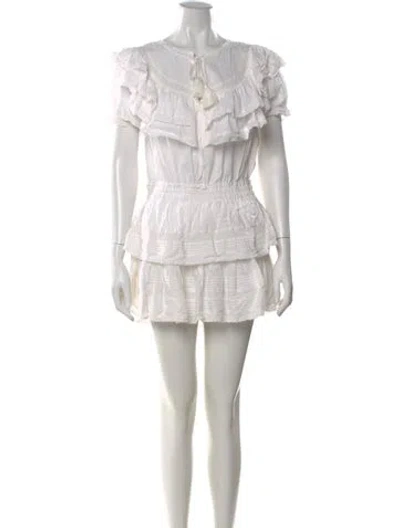 Pre-owned Loveshackfancy Floral Print Mini Dress In Neutral