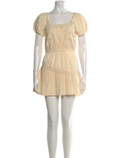 Pre-owned Loveshackfancy Floral Print Mini Dress In Neutral