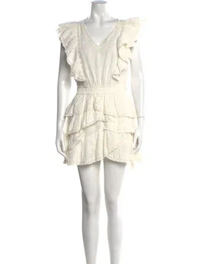 Pre-owned Loveshackfancy Floral Print Mini Dress In Neutral
