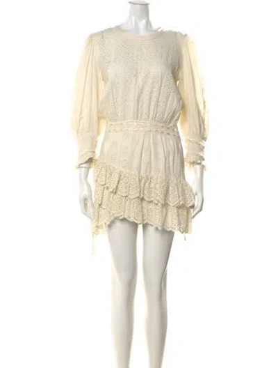 Pre-owned Loveshackfancy Floral Print Mini Dress In Neutral