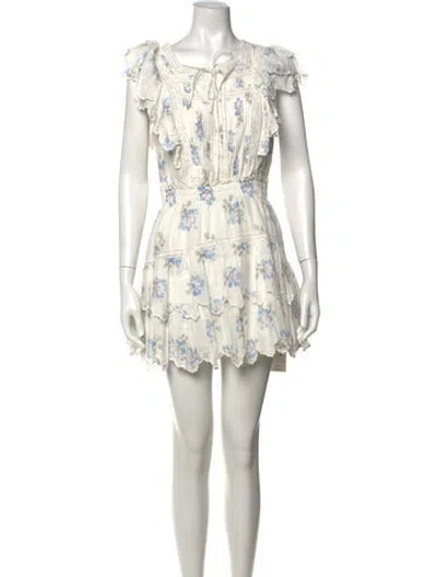 Pre-owned Loveshackfancy Floral Print Mini Dress In Neutral