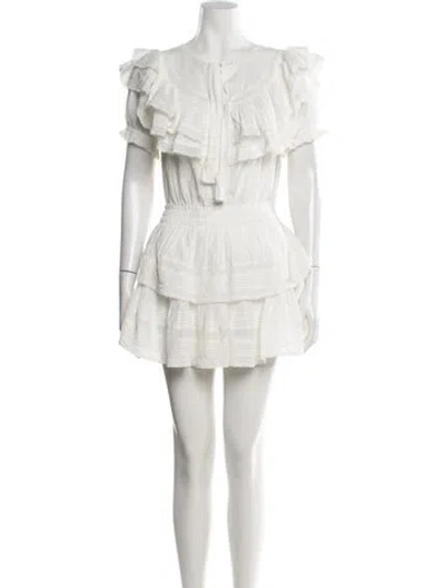Pre-owned Loveshackfancy Floral Print Mini Dress In Neutral