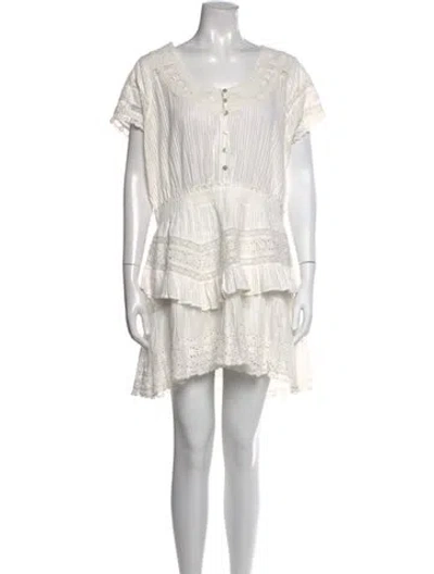 Pre-owned Loveshackfancy Floral Print Mini Dress In Neutral