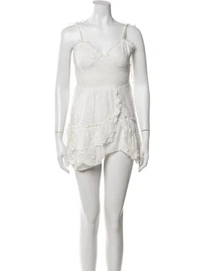 Pre-owned Loveshackfancy Floral Print Mini Dress In Neutral