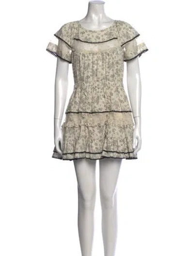Pre-owned Loveshackfancy Floral Print Mini Dress In Neutral