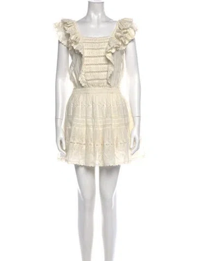 Pre-owned Loveshackfancy Floral Print Mini Dress In Neutral