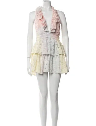 Pre-owned Loveshackfancy Floral Print Mini Dress In Neutral