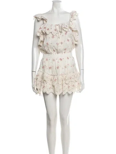 Pre-owned Loveshackfancy Floral Print Mini Dress In Neutral