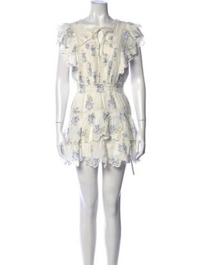 Pre-owned Loveshackfancy Floral Print Mini Dress In Neutral