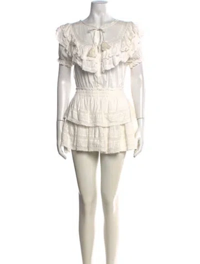 Pre-owned Loveshackfancy Floral Print Mini Dress In Neutral