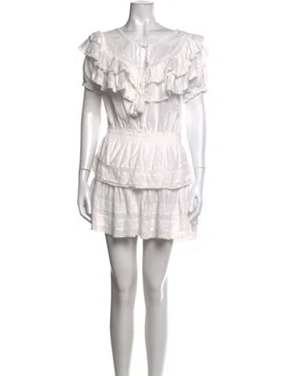 Pre-owned Loveshackfancy Floral Print Mini Dress In Neutral