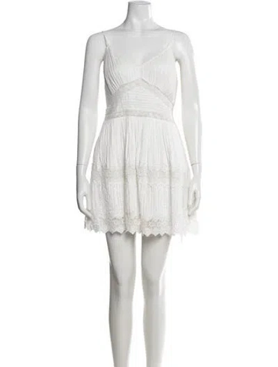 Pre-owned Loveshackfancy Floral Print Mini Dress In Neutral