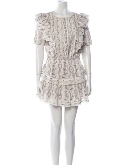 Pre-owned Loveshackfancy Floral Print Mini Dress In Neutral