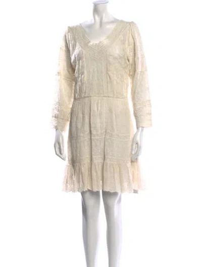 Pre-owned Loveshackfancy Floral Print Mini Dress In Neutral