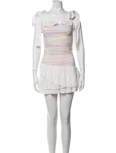 Pre-owned Loveshackfancy Floral Print Mini Dress In Neutrals