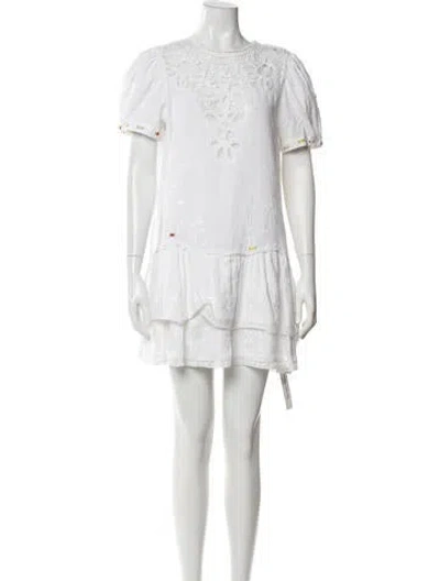 Pre-owned Loveshackfancy Floral Print Mini Dress In Neutrals