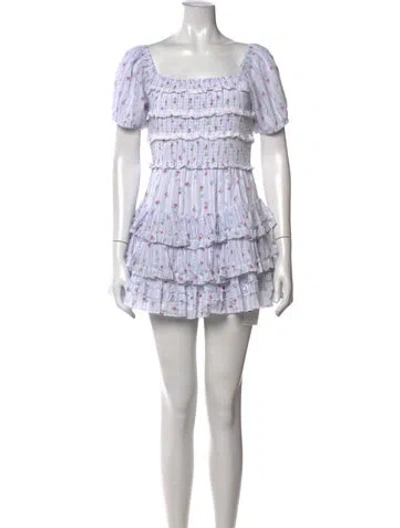 Pre-owned Loveshackfancy Floral Print Mini Dress In Neutrals