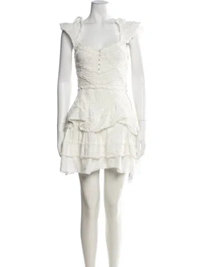 Pre-owned Loveshackfancy Floral Print Mini Dress In Neutrals
