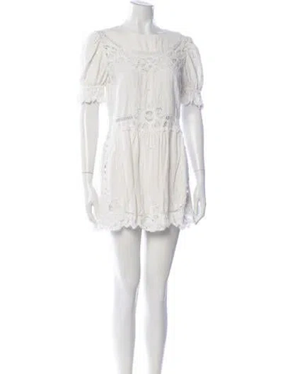 Pre-owned Loveshackfancy Floral Print Mini Dress In Neutrals