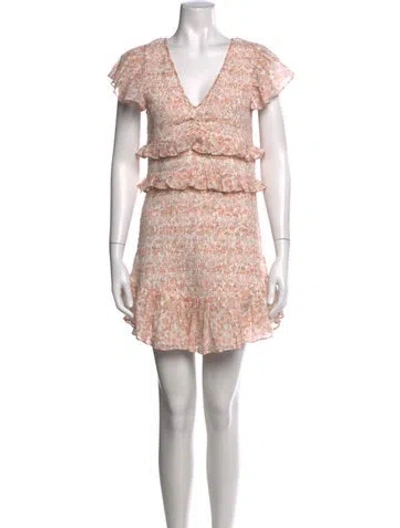 Pre-owned Loveshackfancy Floral Print Mini Dress In Neutrals