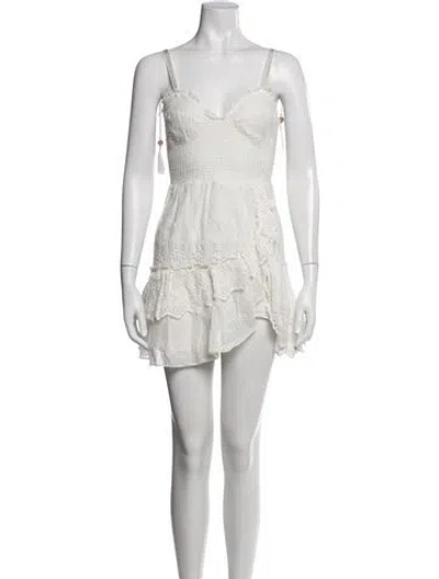 Pre-owned Loveshackfancy Floral Print Mini Dress In Neutrals