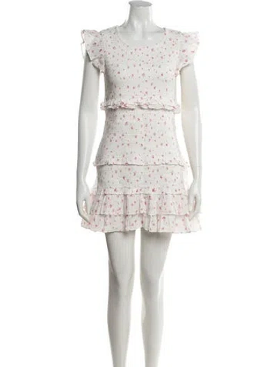 Pre-owned Loveshackfancy Floral Print Mini Dress In Neutrals