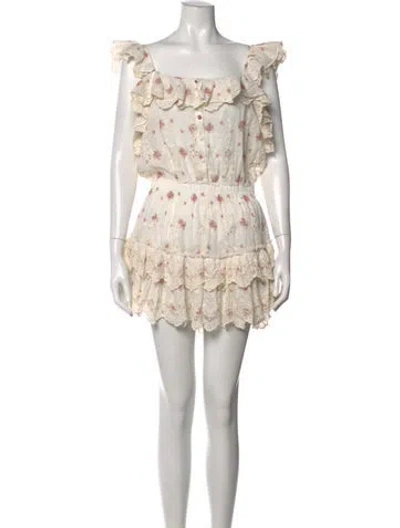 Pre-owned Loveshackfancy Floral Print Mini Dress In Neutrals