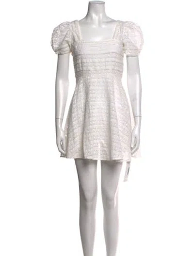 Pre-owned Loveshackfancy Floral Print Mini Dress In Neutrals