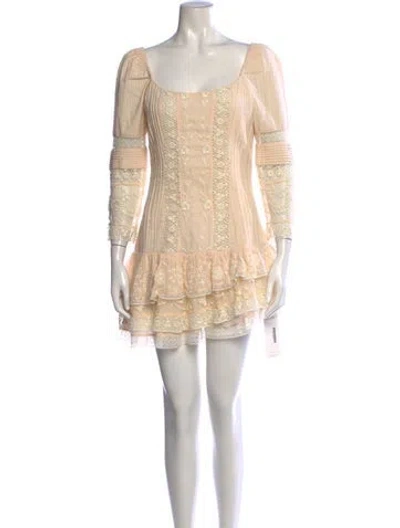 Pre-owned Loveshackfancy Floral Print Mini Dress In Neutrals