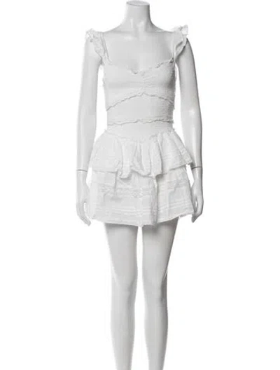Pre-owned Loveshackfancy Floral Print Mini Dress In Neutrals