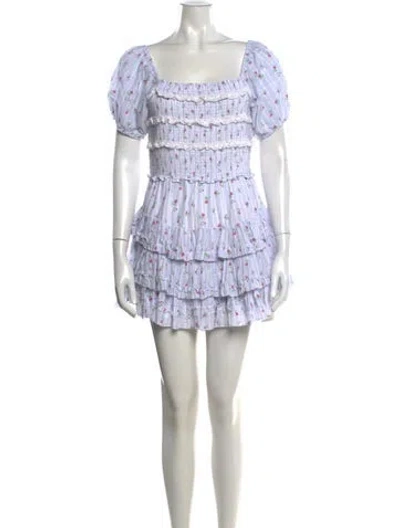 Pre-owned Loveshackfancy Floral Print Mini Dress In Neutrals