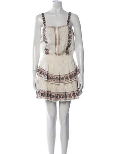Pre-owned Loveshackfancy Floral Print Mini Dress In Neutrals