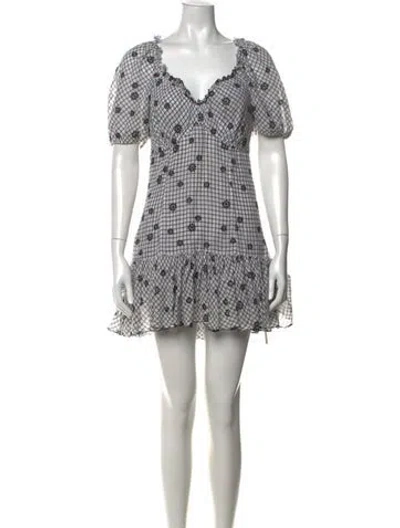 Pre-owned Loveshackfancy Floral Print Mini Dress In Neutrals