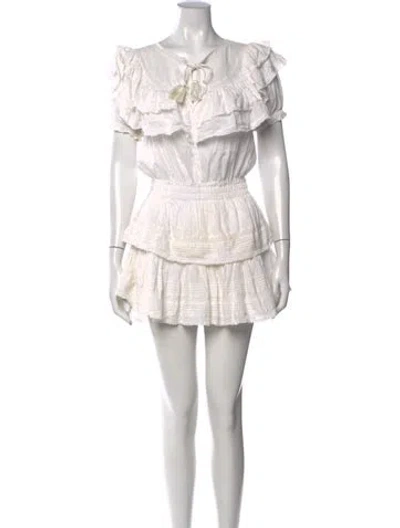 Pre-owned Loveshackfancy Floral Print Mini Dress In Neutrals