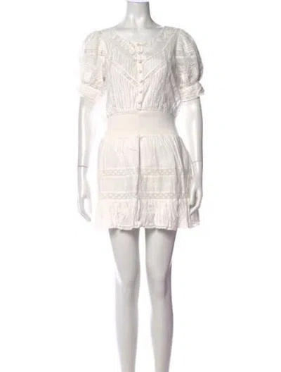 Pre-owned Loveshackfancy Floral Print Mini Dress In Neutrals