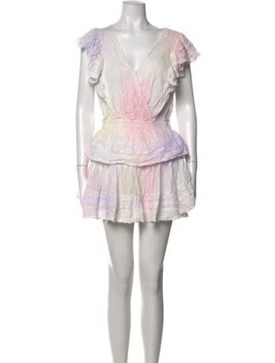 Pre-owned Loveshackfancy Floral Print Mini Dress In Neutrals